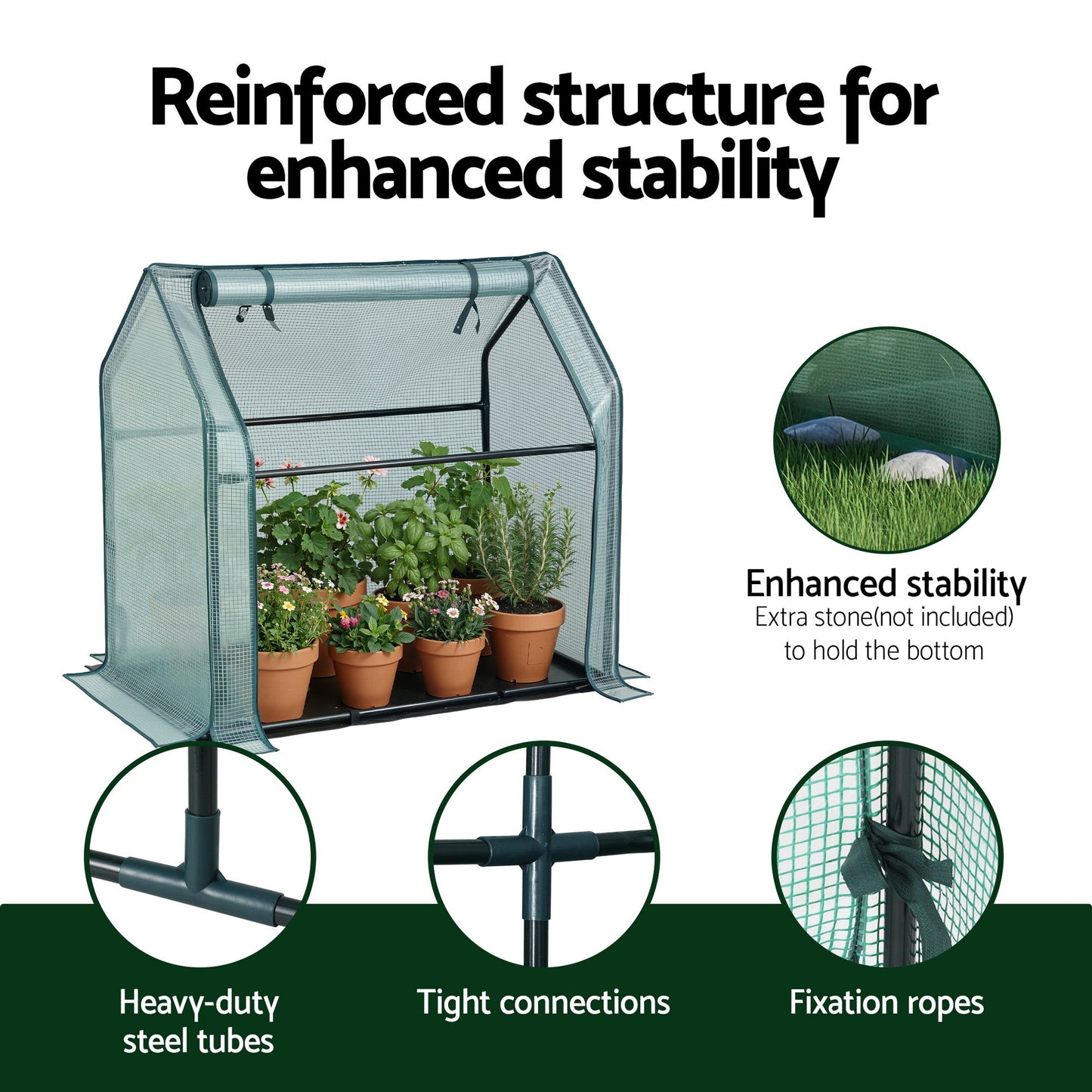 Green Fingers Mini Greenhouse – 91 × 46 × 84cm