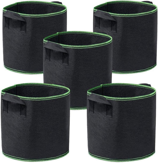 5 pieces - Plant growing bag - Grow bag - 10 Gallon - Grow pot - Plant bag - Sustainable - Reusable - Plant basket - Flowers - 40x30 CM - Black - non-woven fabric