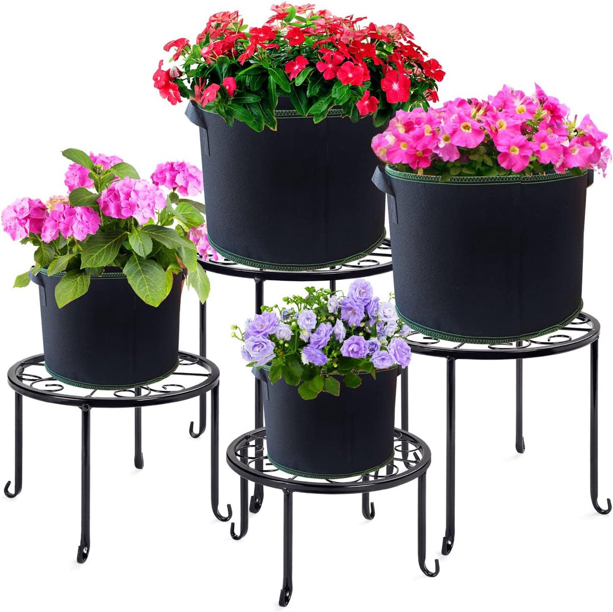 5 pieces - Plant growing bag - Grow bag - 10 Gallon - Grow pot - Plant bag - Sustainable - Reusable - Plant basket - Flowers - 40x30 CM - Black - non-woven fabric