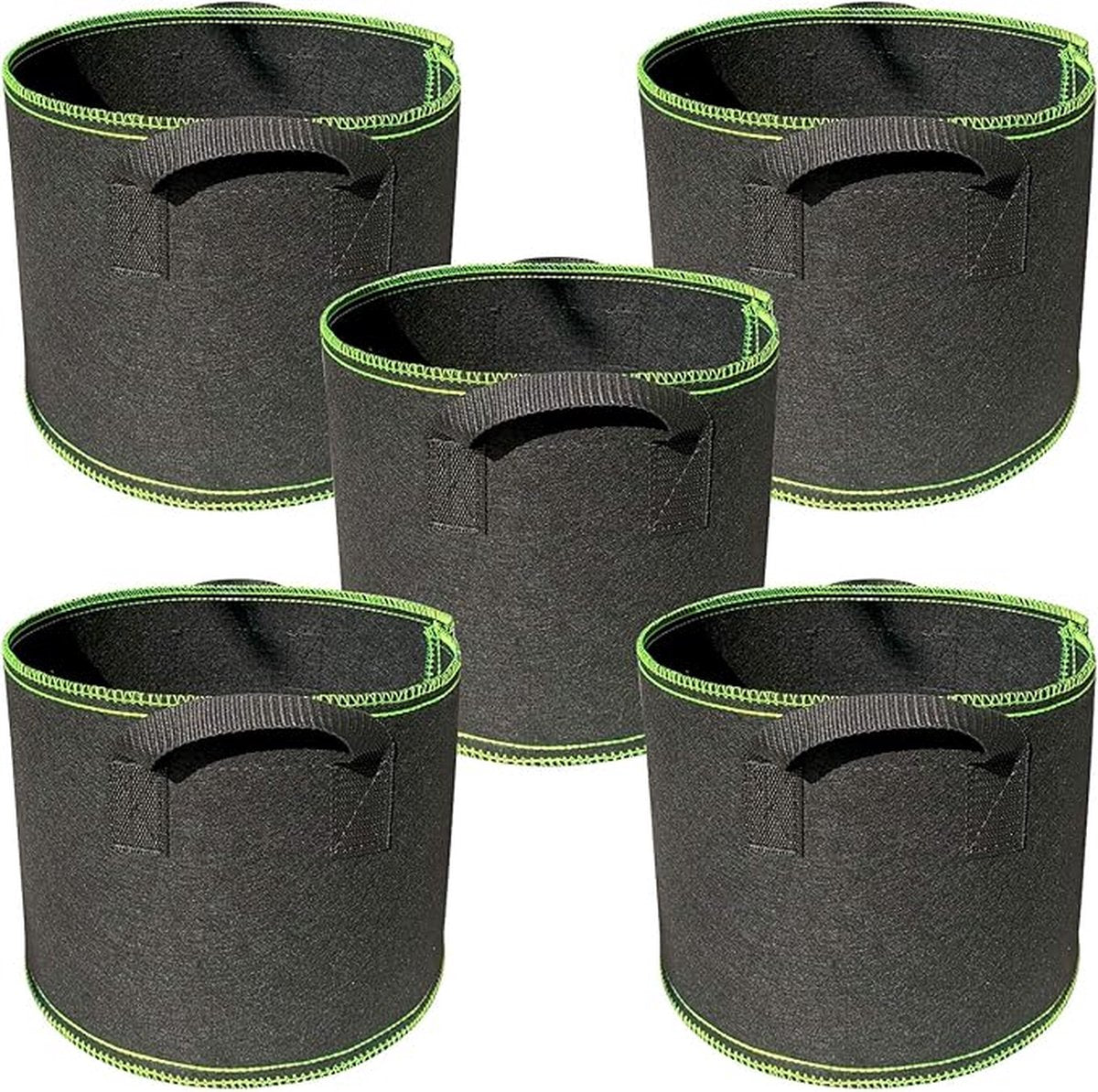 5 pieces - Plant growing bag - Grow bag - 5 Gallon - Grow pot - Plant bag - Sustainable - Reusable - Plant basket - Flowers - 25x30 CM - Black - non-woven fabric
