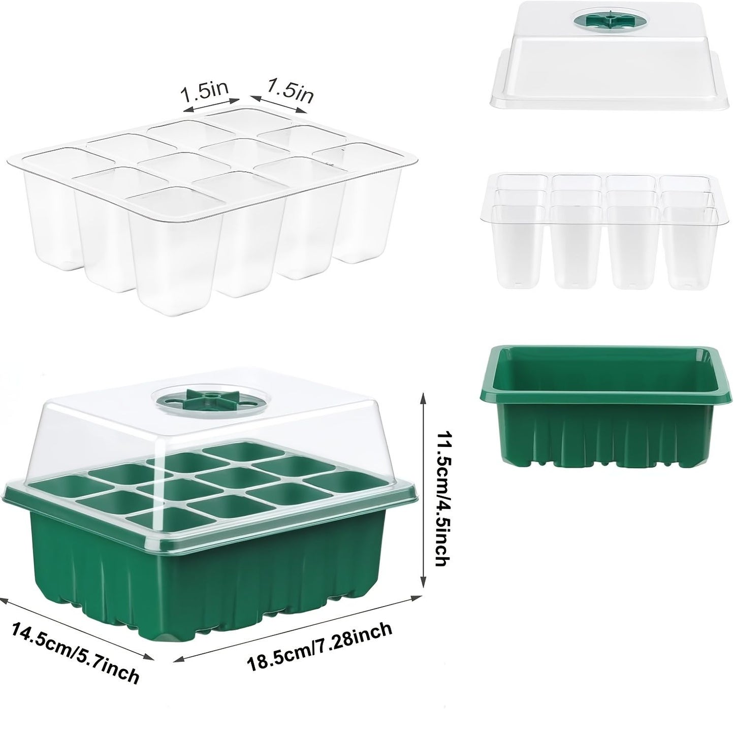 24-Cell Seed Starter Tray with Humidity Dome – 3 Piece Set