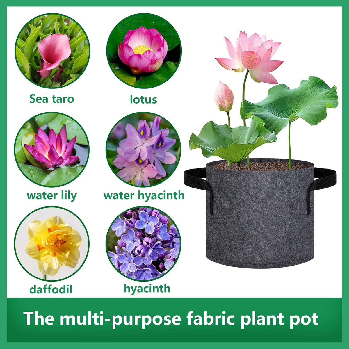 12 Pack Aquatic Plant Pots for Pond, Reusable Fabric Aquatic Plant Pots, Breathable Pond Plant Basket Grow Bags with Handles for Aquatic Plants, Bog Plant, Water Lily, Lotus, Flower (1 Gallon)