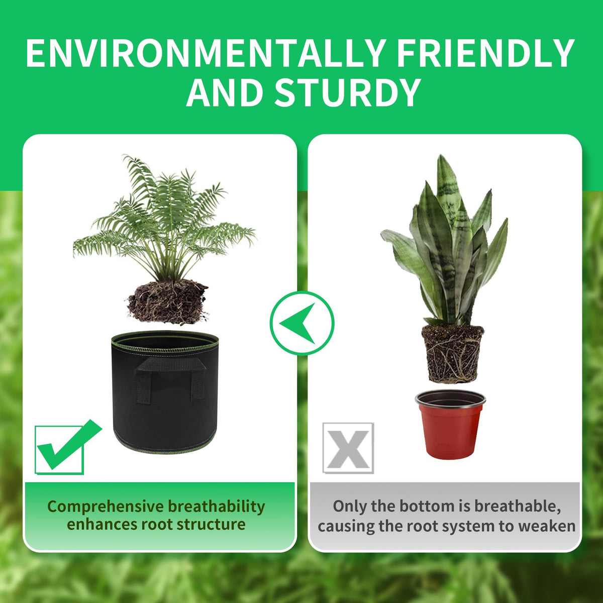 1 Gallon Grow Bags Heavy Duty Container Thickened Nonwoven Fabric Plant Pots with Handles Made of growth friendly