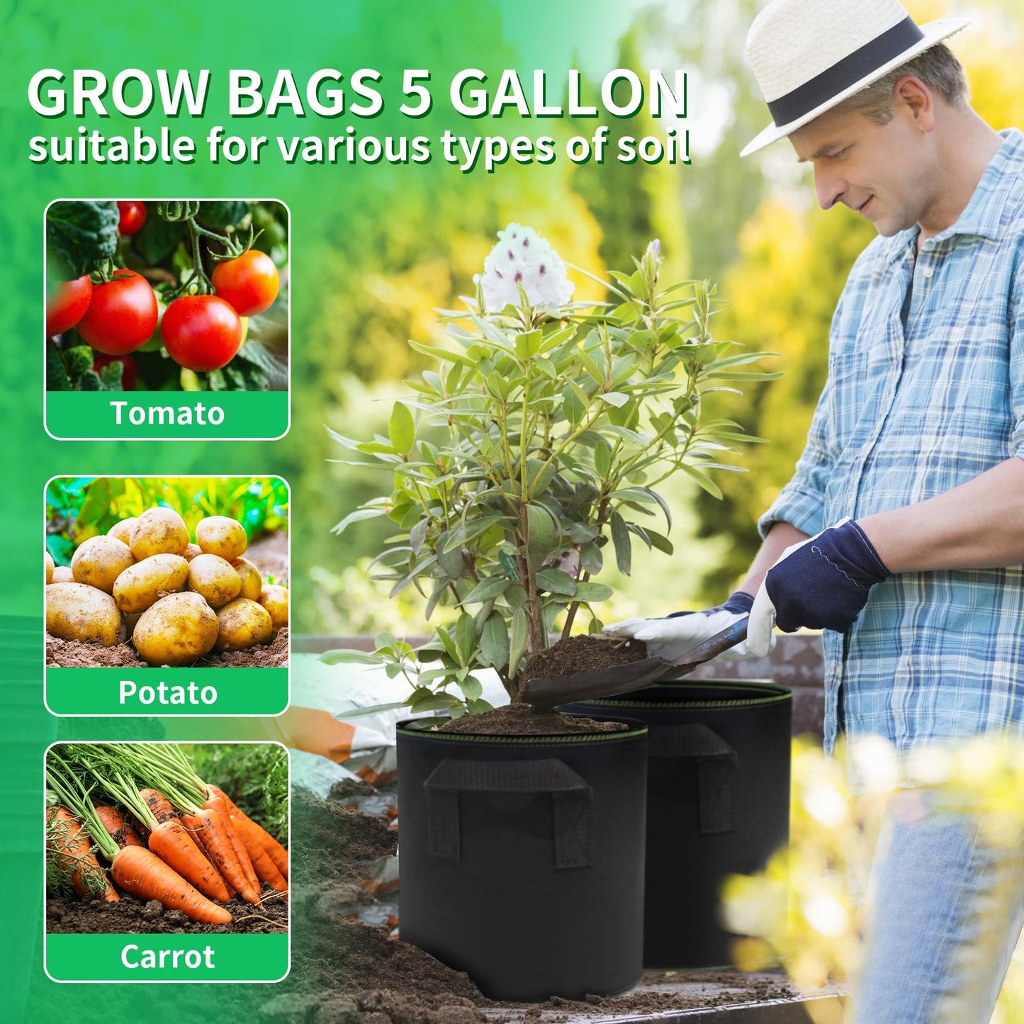 1 Gallon Grow Bags Heavy Duty Container Thickened Nonwoven Fabric Plant Pots with Handles Made of growth friendly