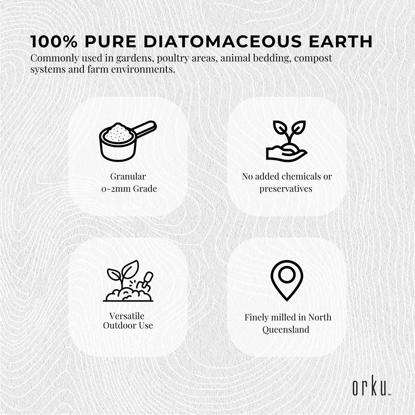 Orku 1.2Kg Diatomaceous Earth Garden 0-2mm Australian Fossil Shell Flour